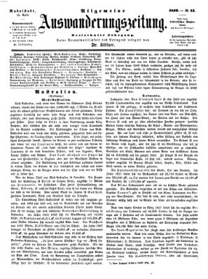 Allgemeine Auswanderungs-Zeitung Freitag 15. April 1859