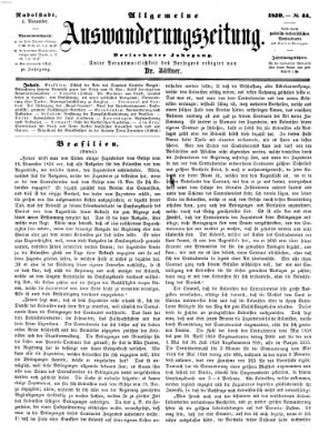 Allgemeine Auswanderungs-Zeitung Freitag 4. November 1859