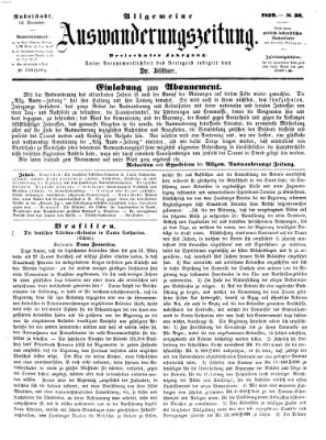 Allgemeine Auswanderungs-Zeitung Freitag 16. Dezember 1859