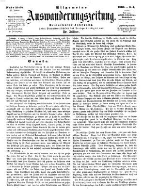 Allgemeine Auswanderungs-Zeitung Freitag 27. Januar 1860