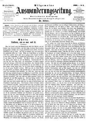 Allgemeine Auswanderungs-Zeitung Freitag 17. Februar 1860