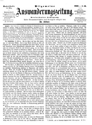 Allgemeine Auswanderungs-Zeitung Freitag 30. März 1860