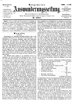 Allgemeine Auswanderungs-Zeitung Freitag 11. Mai 1860