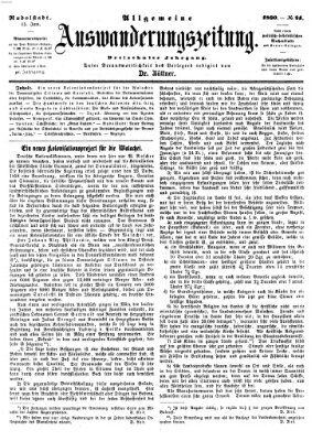 Allgemeine Auswanderungs-Zeitung Freitag 15. Juni 1860