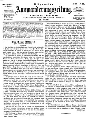 Allgemeine Auswanderungs-Zeitung Freitag 26. Oktober 1860