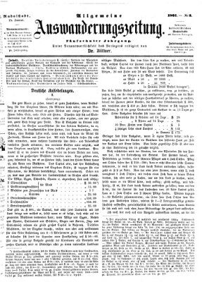 Allgemeine Auswanderungs-Zeitung Freitag 18. Januar 1861