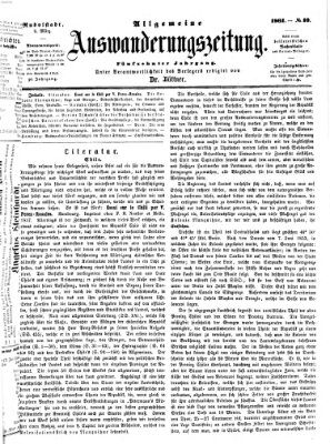 Allgemeine Auswanderungs-Zeitung Freitag 8. März 1861