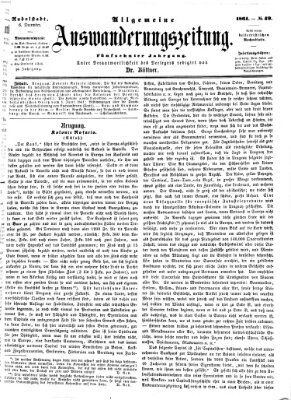 Allgemeine Auswanderungs-Zeitung Freitag 6. Dezember 1861