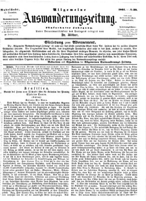 Allgemeine Auswanderungs-Zeitung Freitag 13. Dezember 1861