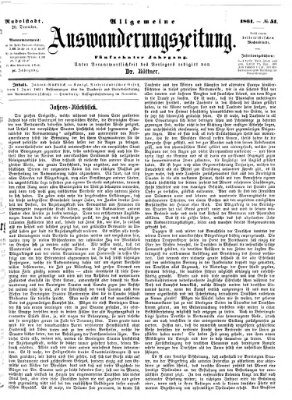 Allgemeine Auswanderungs-Zeitung Freitag 20. Dezember 1861