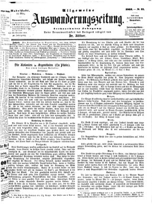 Allgemeine Auswanderungs-Zeitung Freitag 14. März 1862