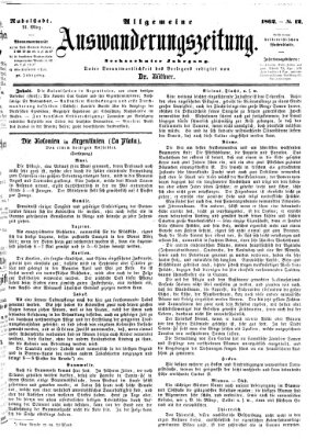 Allgemeine Auswanderungs-Zeitung Freitag 21. März 1862