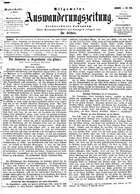 Allgemeine Auswanderungs-Zeitung Freitag 4. April 1862