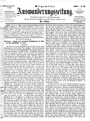 Allgemeine Auswanderungs-Zeitung Freitag 9. Mai 1862