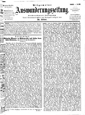 Allgemeine Auswanderungs-Zeitung Freitag 12. September 1862