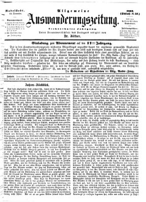 Allgemeine Auswanderungs-Zeitung Freitag 19. Dezember 1862