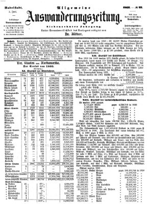 Allgemeine Auswanderungs-Zeitung Freitag 5. Juni 1863