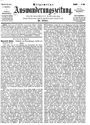 Allgemeine Auswanderungs-Zeitung Freitag 18. September 1863