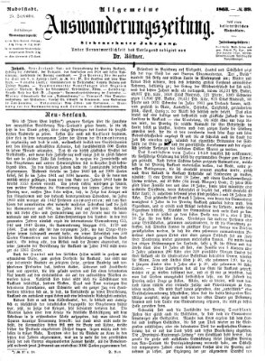 Allgemeine Auswanderungs-Zeitung Freitag 25. September 1863