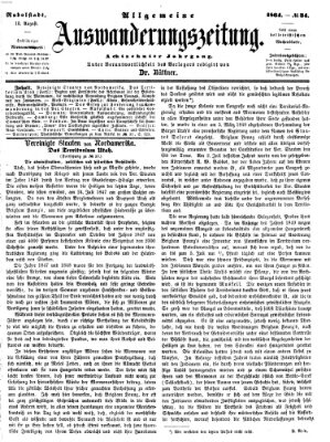 Allgemeine Auswanderungs-Zeitung Donnerstag 18. August 1864