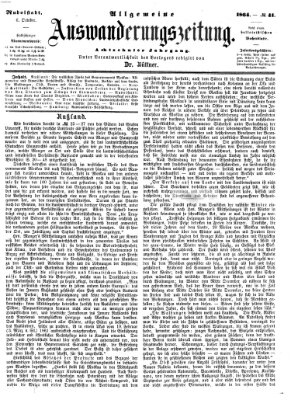 Allgemeine Auswanderungs-Zeitung Donnerstag 6. Oktober 1864
