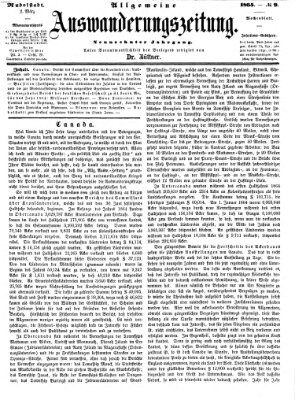 Allgemeine Auswanderungs-Zeitung Donnerstag 2. März 1865