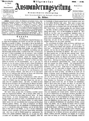 Allgemeine Auswanderungs-Zeitung Donnerstag 24. August 1865