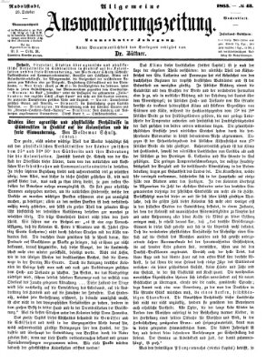 Allgemeine Auswanderungs-Zeitung Donnerstag 26. Oktober 1865
