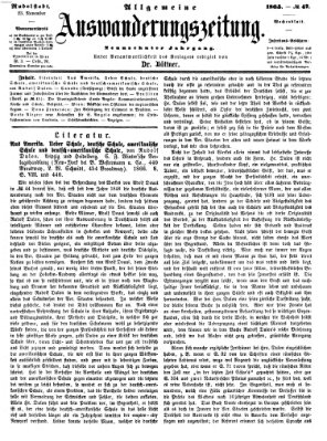 Allgemeine Auswanderungs-Zeitung Donnerstag 23. November 1865