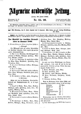 Allgemeine academische Zeitung Sonntag 28. Juni 1863
