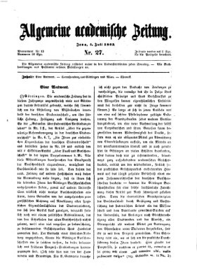 Allgemeine academische Zeitung Sonntag 5. Juli 1863