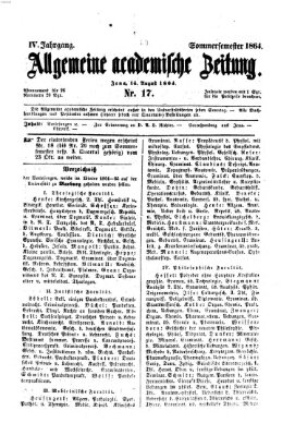 Allgemeine academische Zeitung Sonntag 14. August 1864