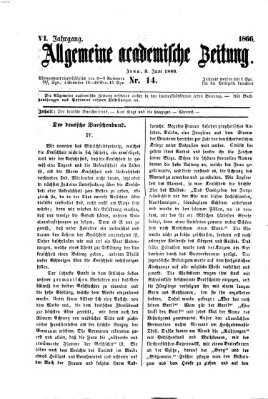 Allgemeine academische Zeitung Sonntag 3. Juni 1866