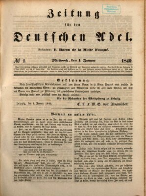 Zeitung für den deutschen Adel Mittwoch 1. Januar 1840