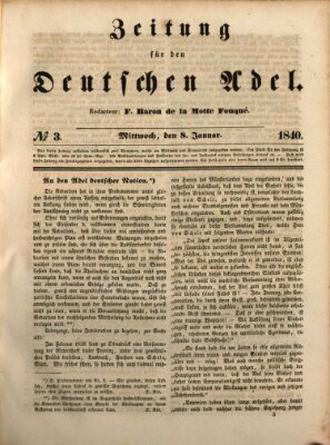 Zeitung für den deutschen Adel Mittwoch 8. Januar 1840