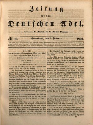 Zeitung für den deutschen Adel Samstag 1. Februar 1840