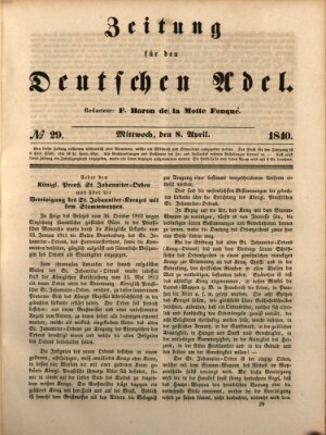 Zeitung für den deutschen Adel Mittwoch 8. April 1840