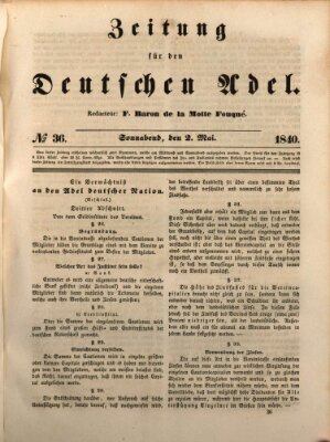 Zeitung für den deutschen Adel Samstag 2. Mai 1840
