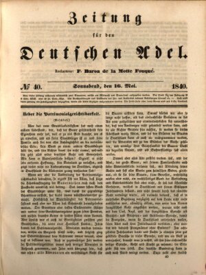 Zeitung für den deutschen Adel Samstag 16. Mai 1840