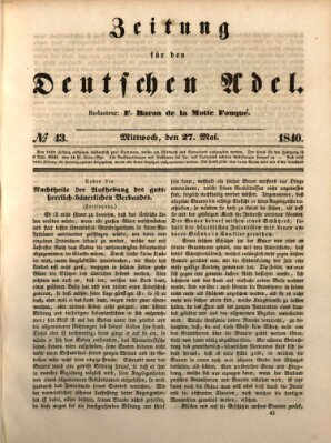 Zeitung für den deutschen Adel Mittwoch 27. Mai 1840