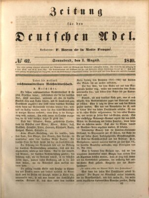 Zeitung für den deutschen Adel Samstag 1. August 1840
