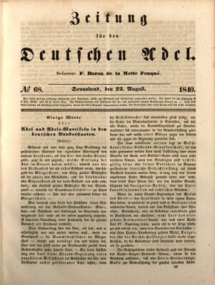 Zeitung für den deutschen Adel Samstag 22. August 1840