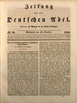 Zeitung für den deutschen Adel Mittwoch 14. Oktober 1840