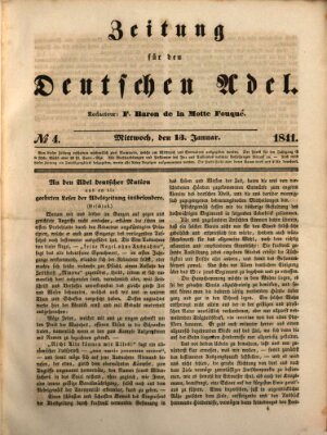 Zeitung für den deutschen Adel Mittwoch 13. Januar 1841