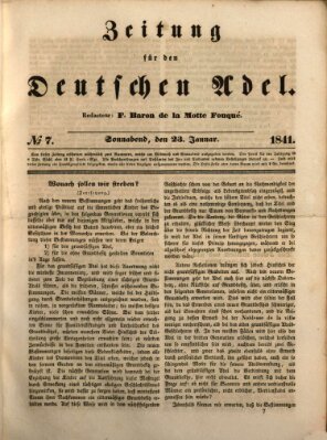 Zeitung für den deutschen Adel Samstag 23. Januar 1841
