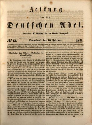 Zeitung für den deutschen Adel Samstag 13. Februar 1841