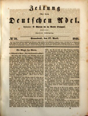 Zeitung für den deutschen Adel Samstag 17. April 1841