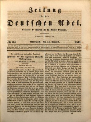 Zeitung für den deutschen Adel Mittwoch 11. August 1841