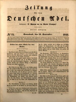 Zeitung für den deutschen Adel Samstag 18. September 1841
