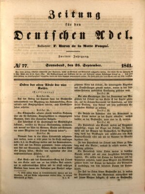 Zeitung für den deutschen Adel Samstag 25. September 1841